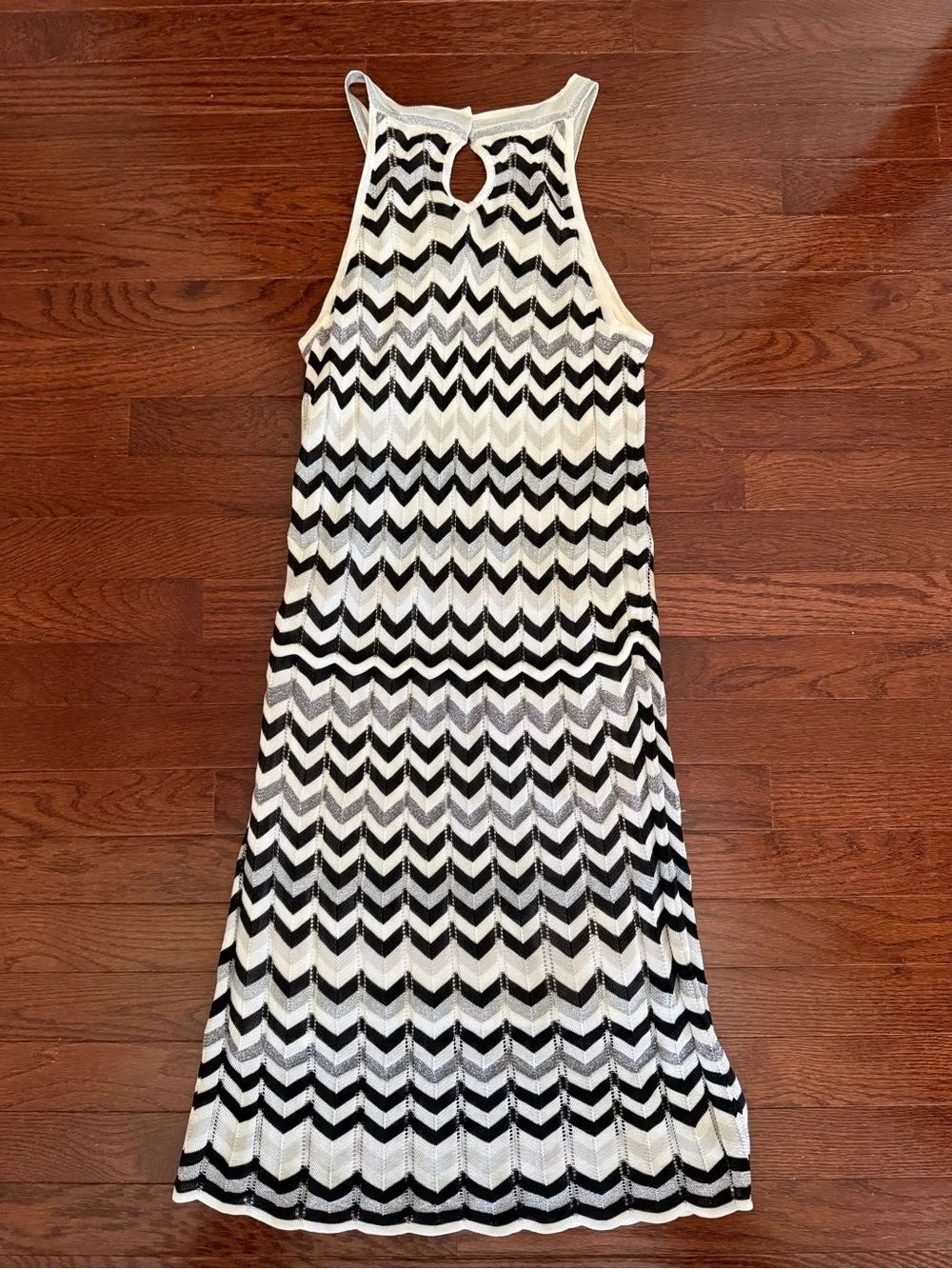 White House Black Market Black & White Chevron Knit Dress
